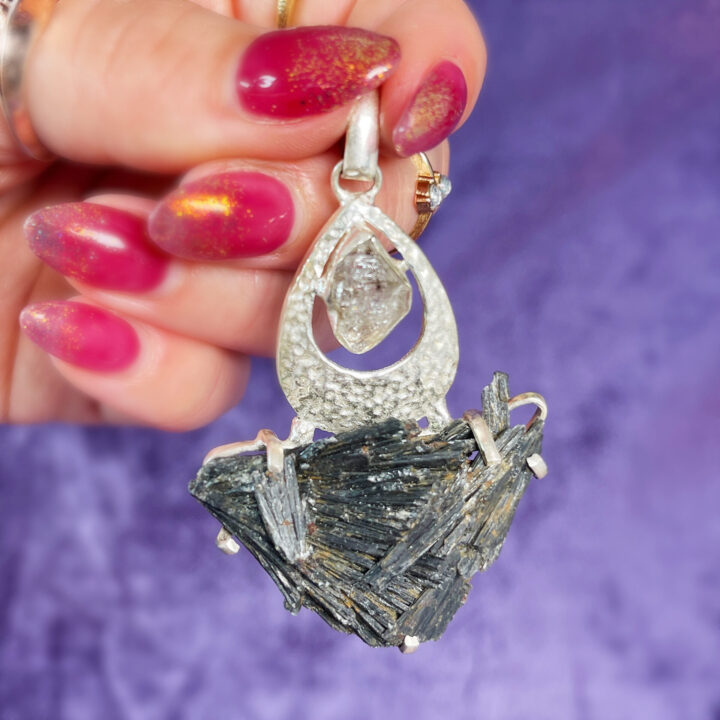 Black Kyanite and Sterling Silver Pendant