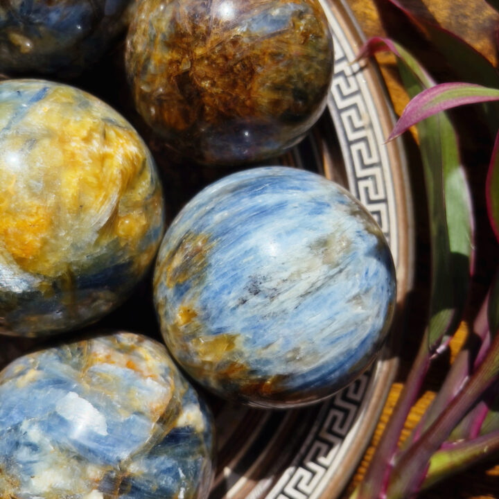 Blue Kyanite and Golden Healer Quartz Sphere