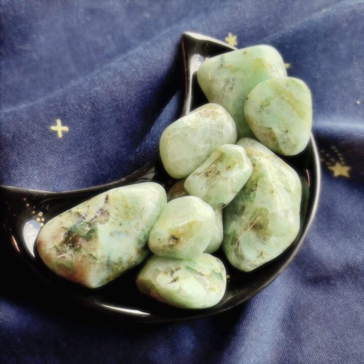 Tumbled Green Moonstone with Azurite