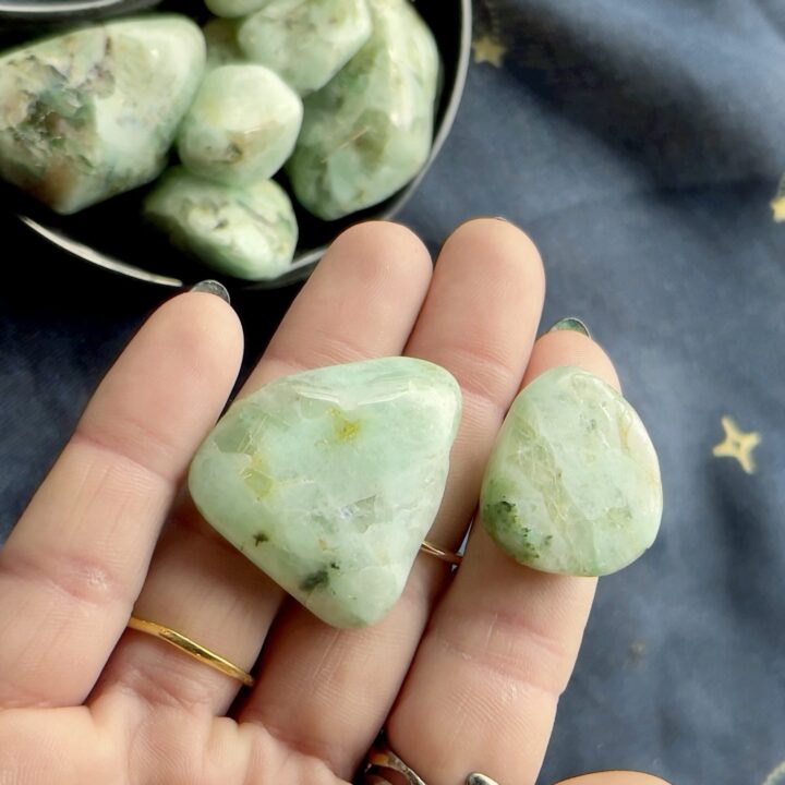 Tumbled Green Moonstone with Azurite