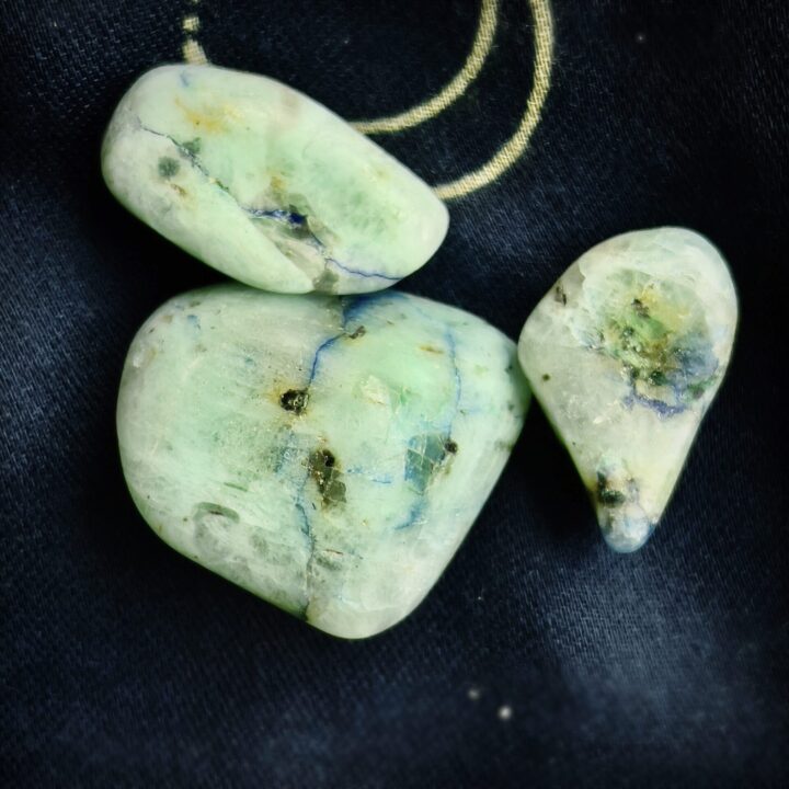 Tumbled Green Moonstone with Azurite