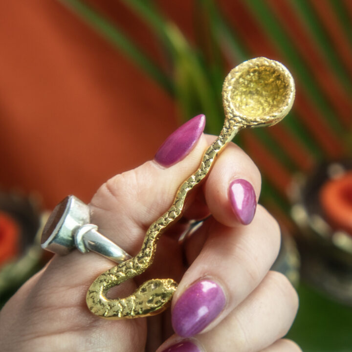 Brass Snake Ritual Incense Spoon