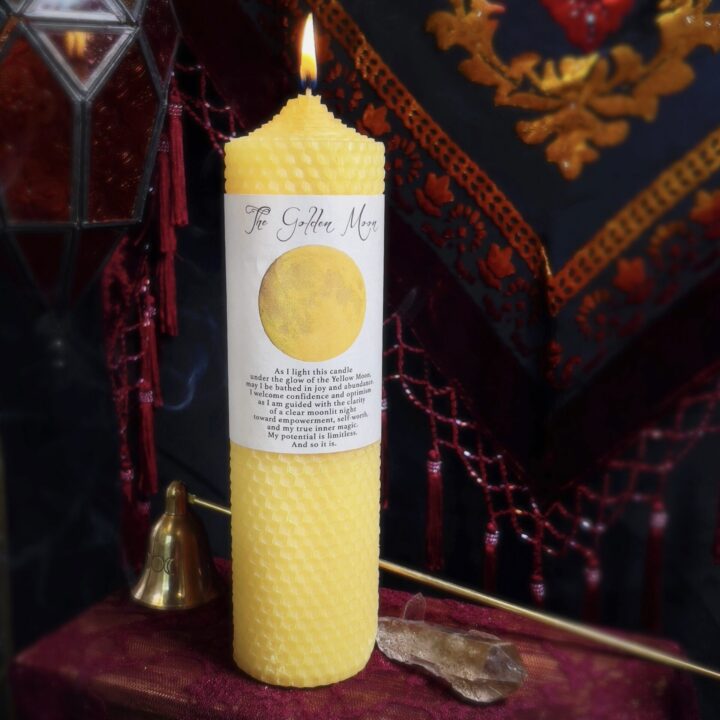 Golden Moon Beeswax Intention Candle