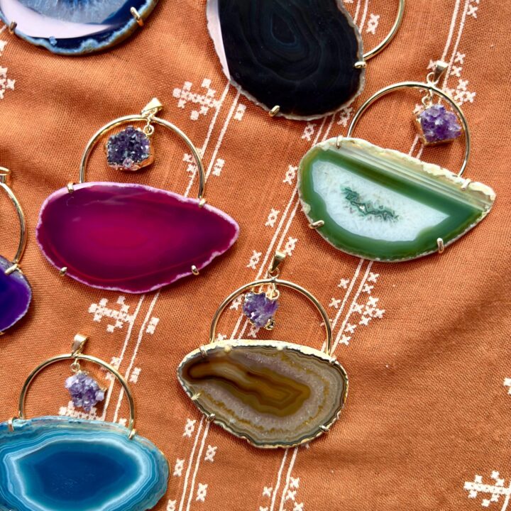 Intuitively Chosen Protected by Source Agate and Amethyst Pendant