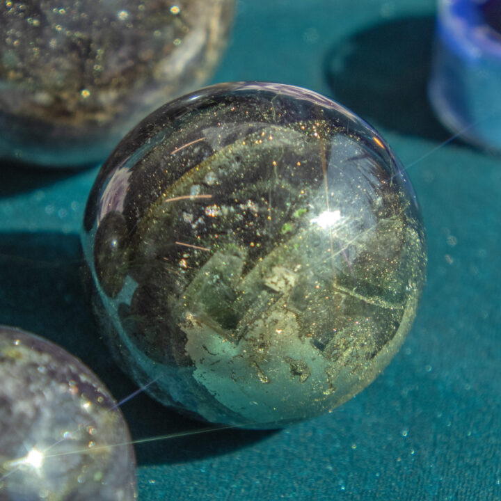 Night Fluorite with Pyrite Sphere