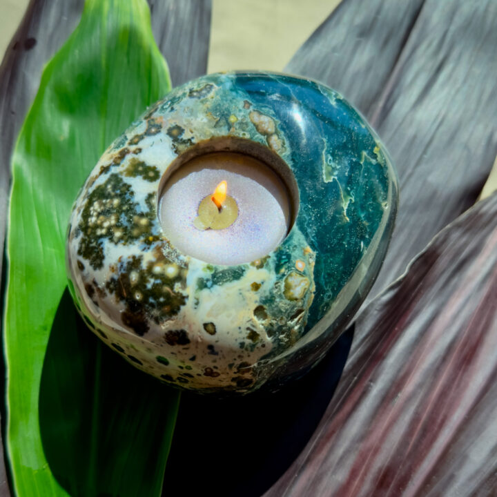 Ocean Jasper Tea Light Holder