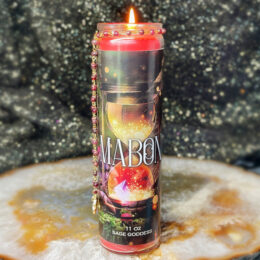 Fall Equinox Mabon Intention Candle with Almandine Garnet Lariat