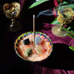Daily Ritual Incense Bowl Set with Gemstones & Himalayan Salt