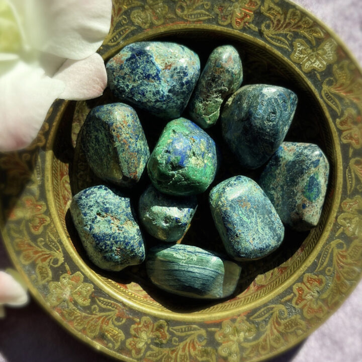 Tumbled Azurite with Malachite