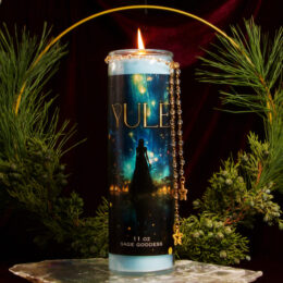 Yule Intention Candle with Clear Quartz Lariat