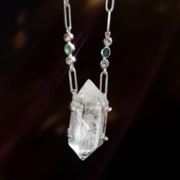 Supreme Wisdom Clear Quartz, Herkimer Diamond & Emerald Necklace