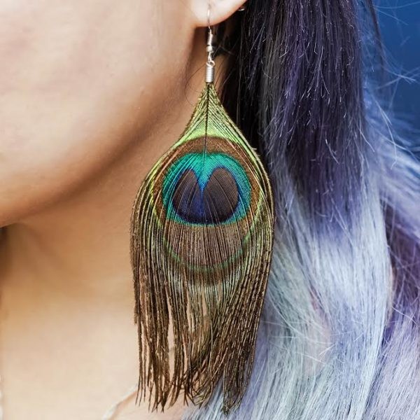 Single Peacock Feather Earrings to bring change and inspire bold flight