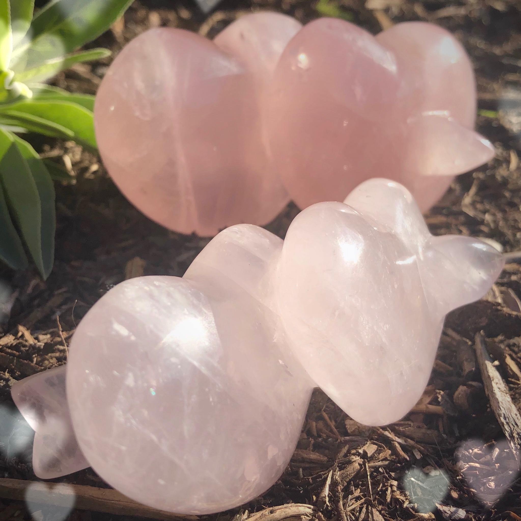 Cupids Twins Rose Quartz Hearts For Divine Connection And Love - 