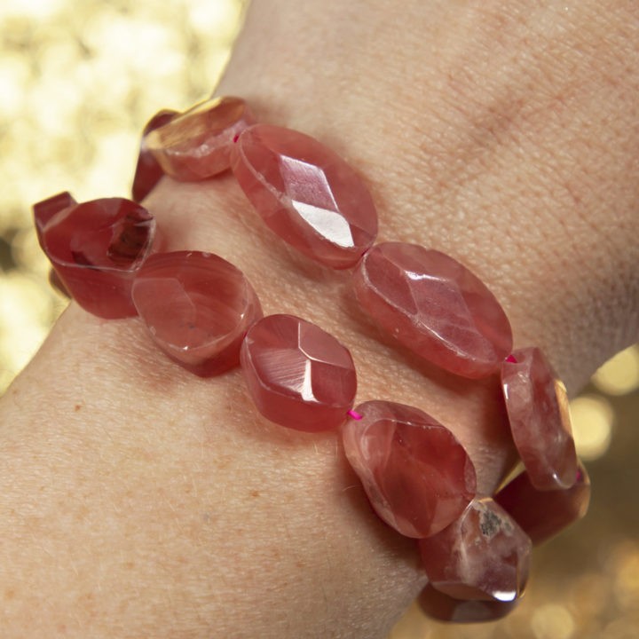 Faceted Rhodochrosite Love Bracelet