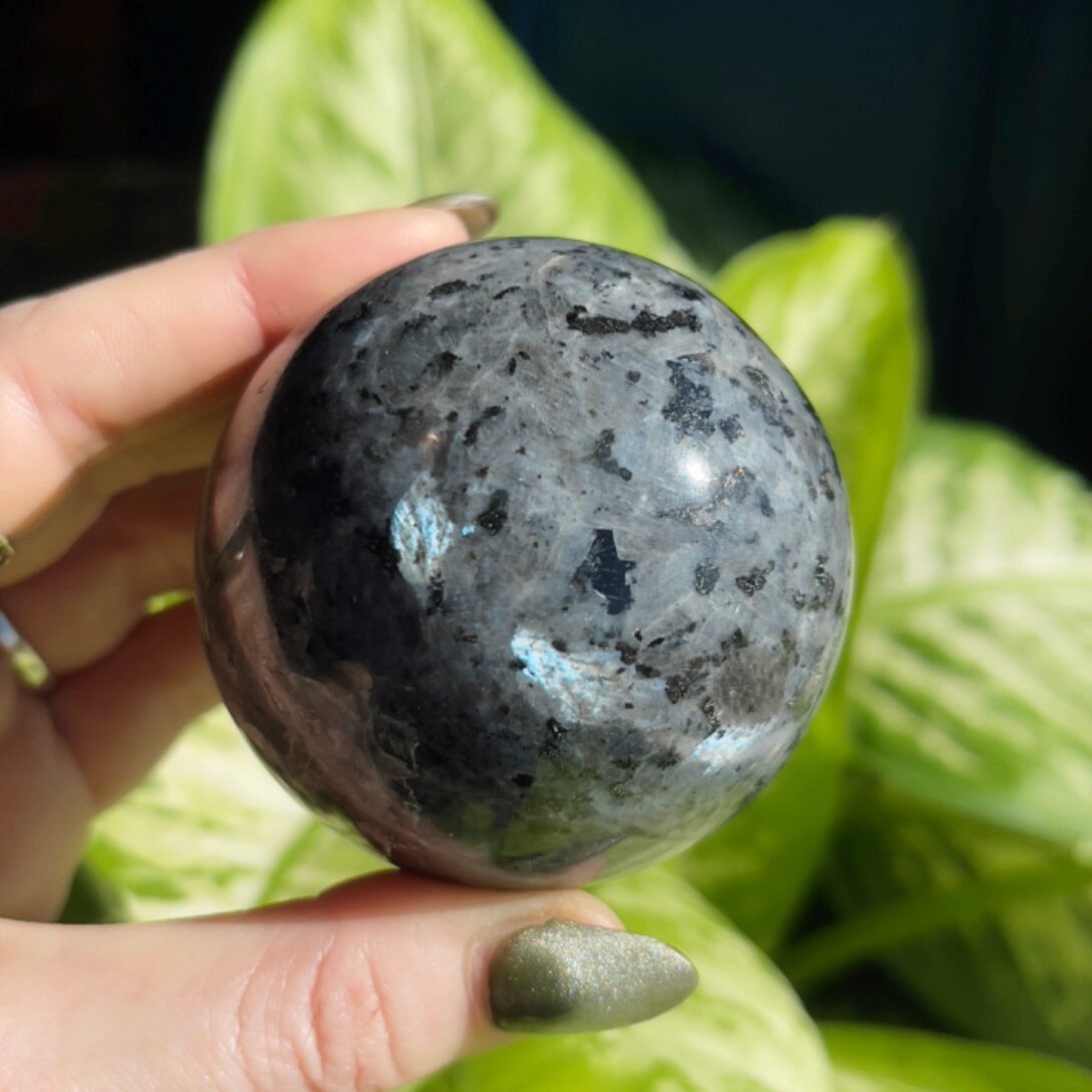 Sage Goddess Vision Manifesting Larvikite Sphere To Bring Your Dreams