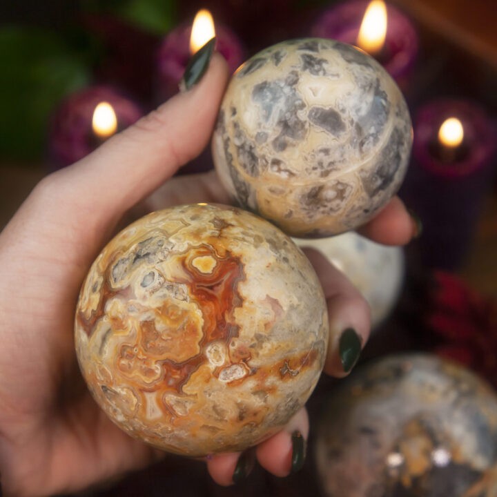 Crazy Lace Agate Laughing Sphere