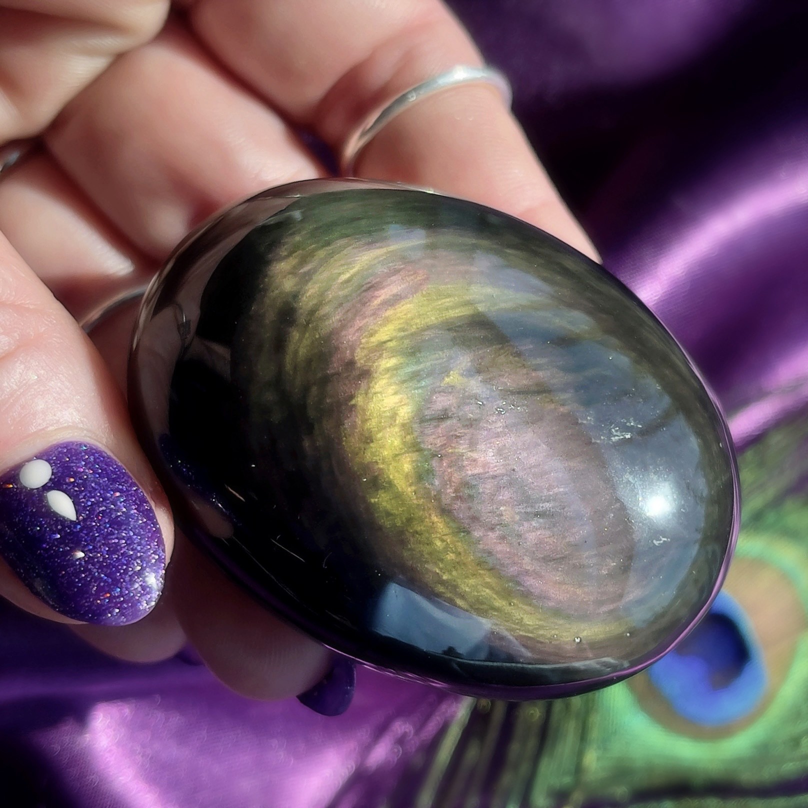 Finished this beauty today! 🩷🖤 A marvelous Velvet Obsidian stone