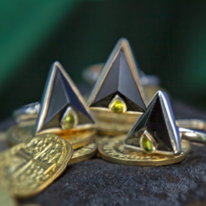 Manifest Abundance Black Spinel with Peridot Ring