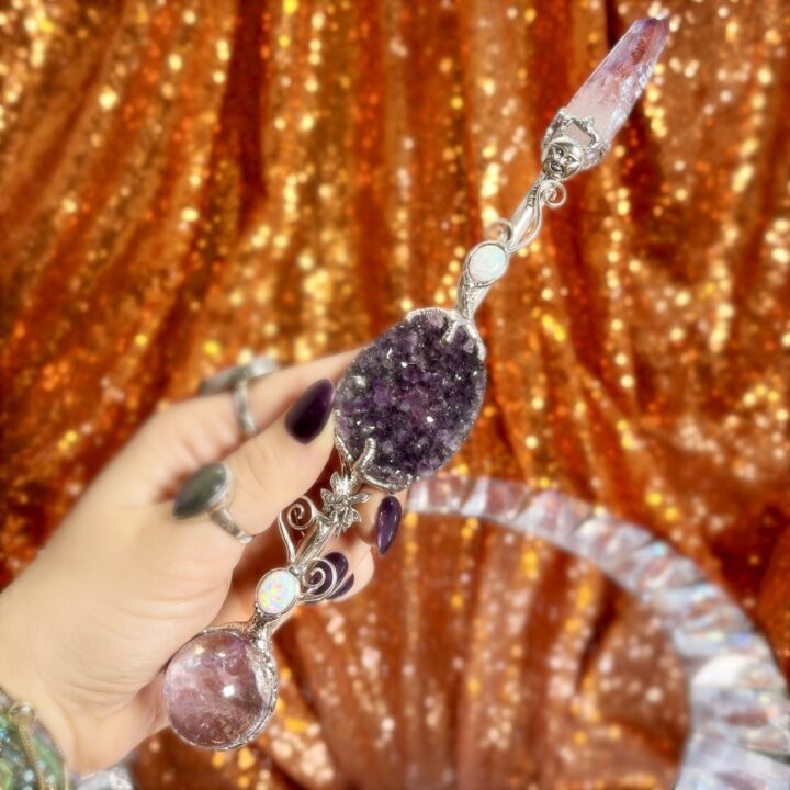 Vera Cruz Amethyst Point, Precious Opal, Amethyst Cluster and Amethyst Sphere Wand