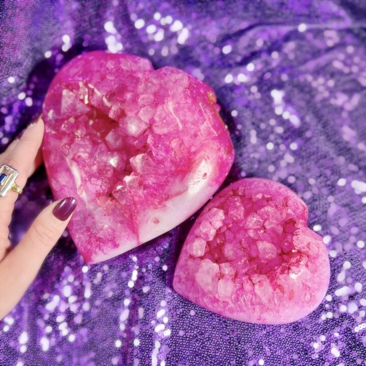 Pink Agate Druzy Heart