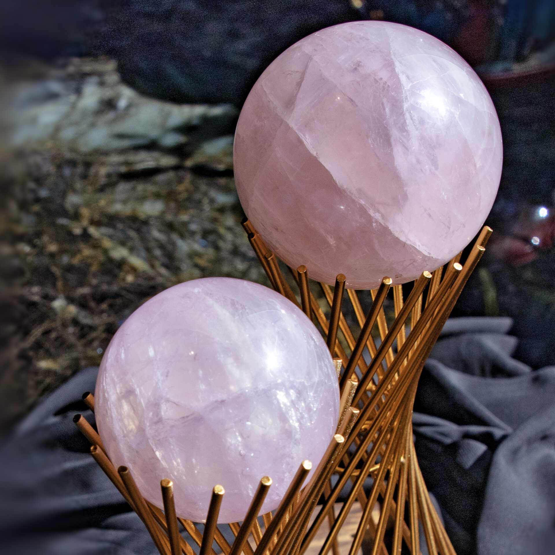 Sage Goddess Star Rose Quartz Sphere for heart healing