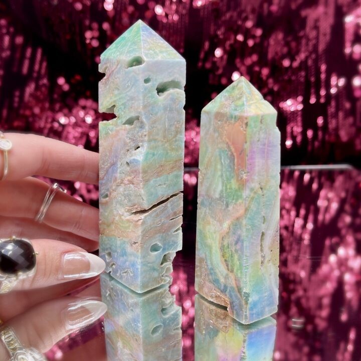 Angel Aura Blue Aragonite Obelisk