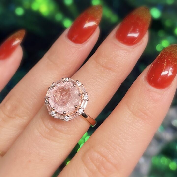 Morganite with White Topaz Ring