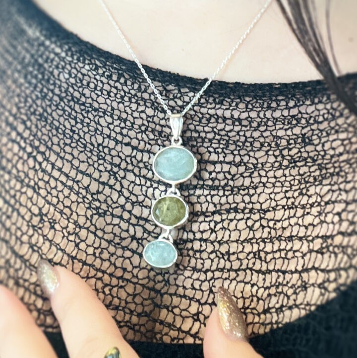 Ultimate Wellness Aquamarine and Green Apatite Pendant