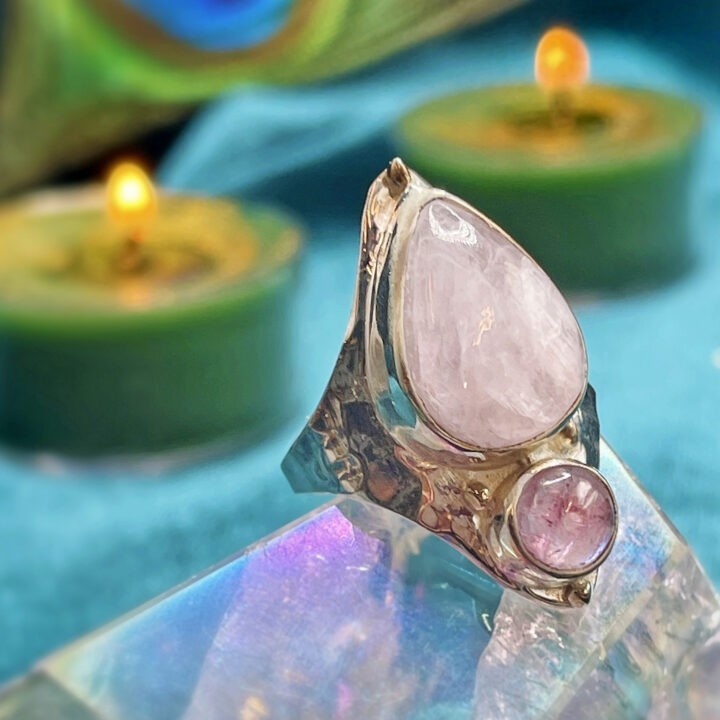 Ultra Heart Healing Kunzite and Pink Tourmaline Ring