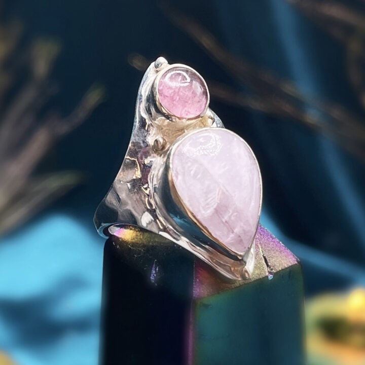 Ultra Heart Healing Kunzite and Pink Tourmaline Ring