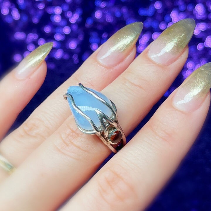 Blue Chalcedony and Citrine Ring