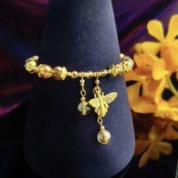 Golden Aura Quartz Bee Bracelet
