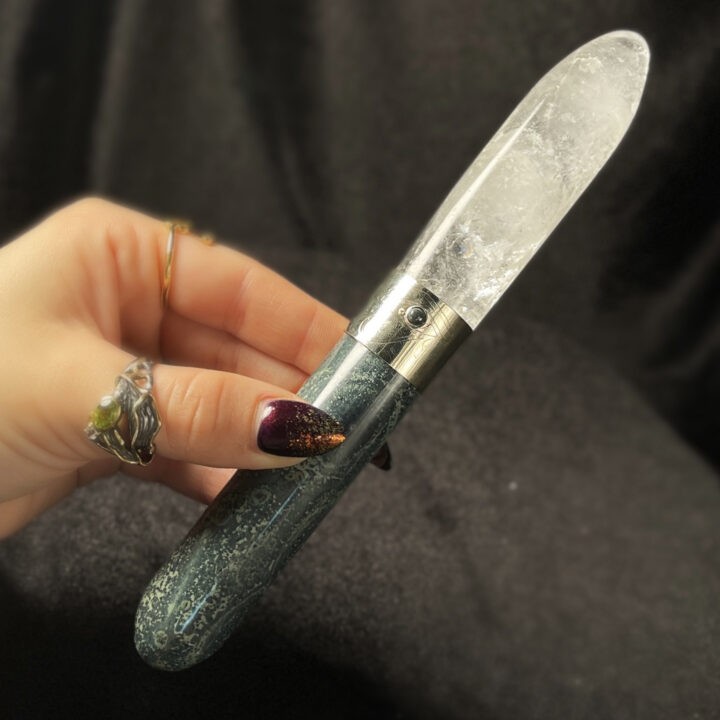 Eye of Ra Kambaba Jasper and Clear Quartz Wand