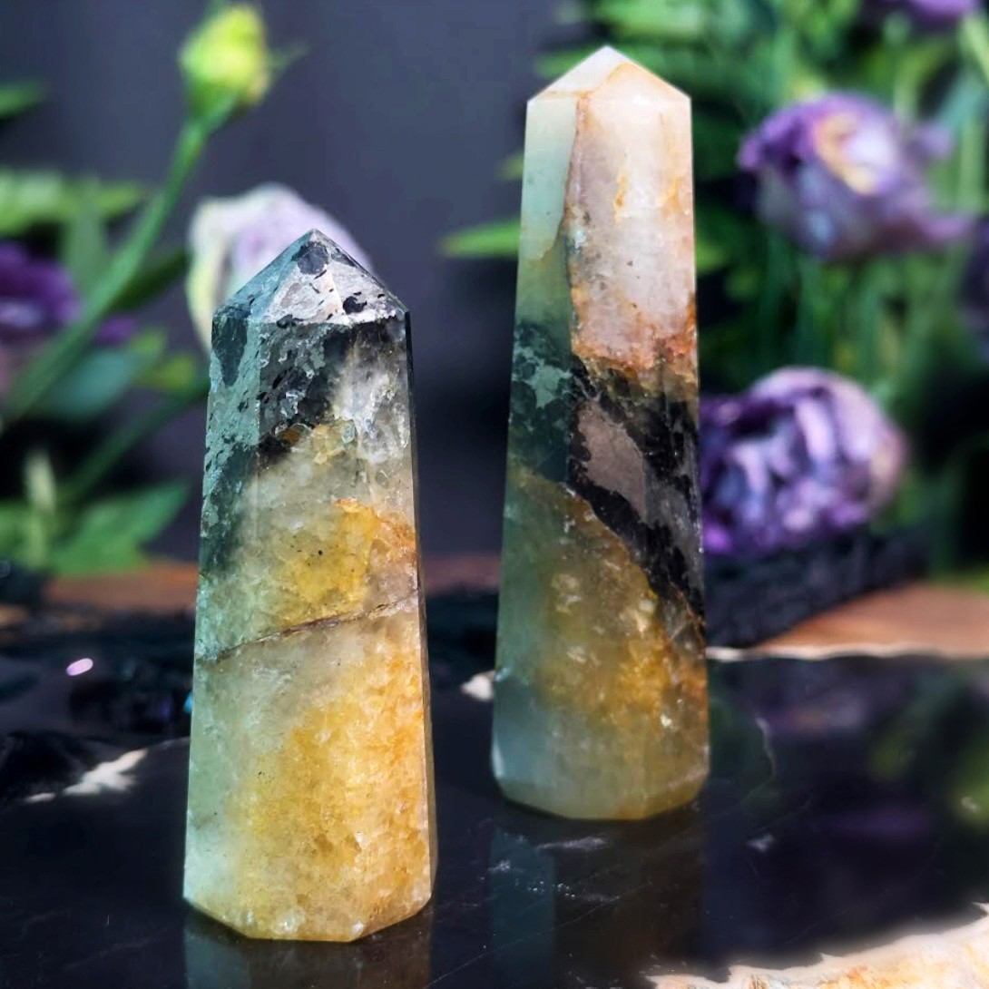 Sage Goddess Tumbled Triplite and Wagnerite in Pyrite for power