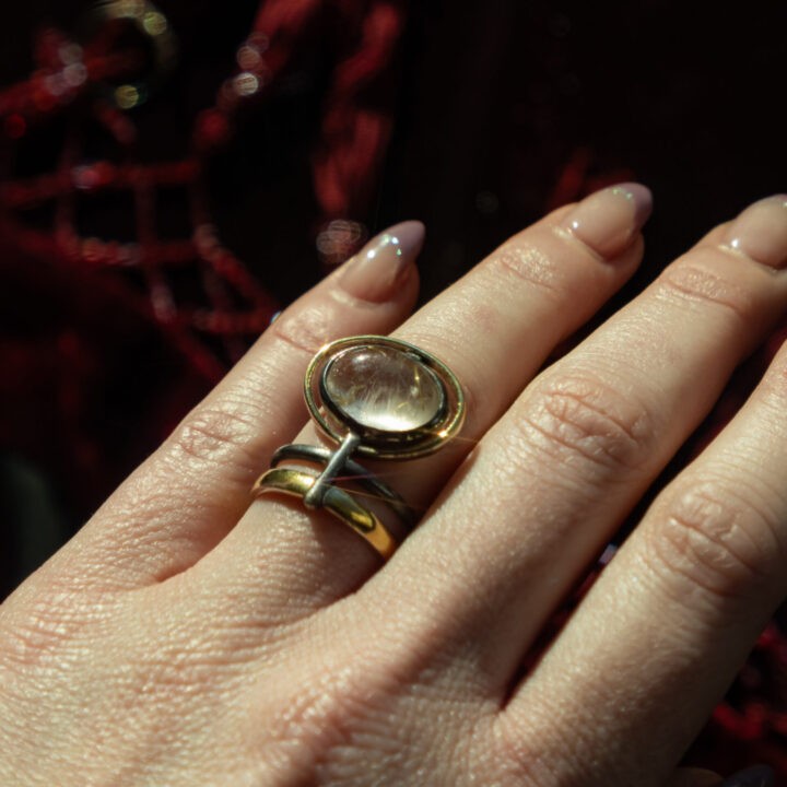 Transit of Transformation Golden Rutilated Quartz Ring