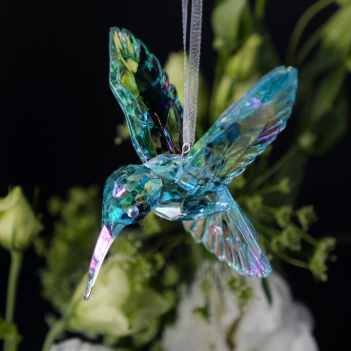 Hummingbird Ornament with Clear Quartz Eyes