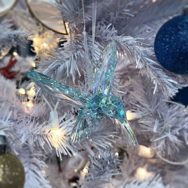 Hummingbird Ornament with Clear Quartz Eyes