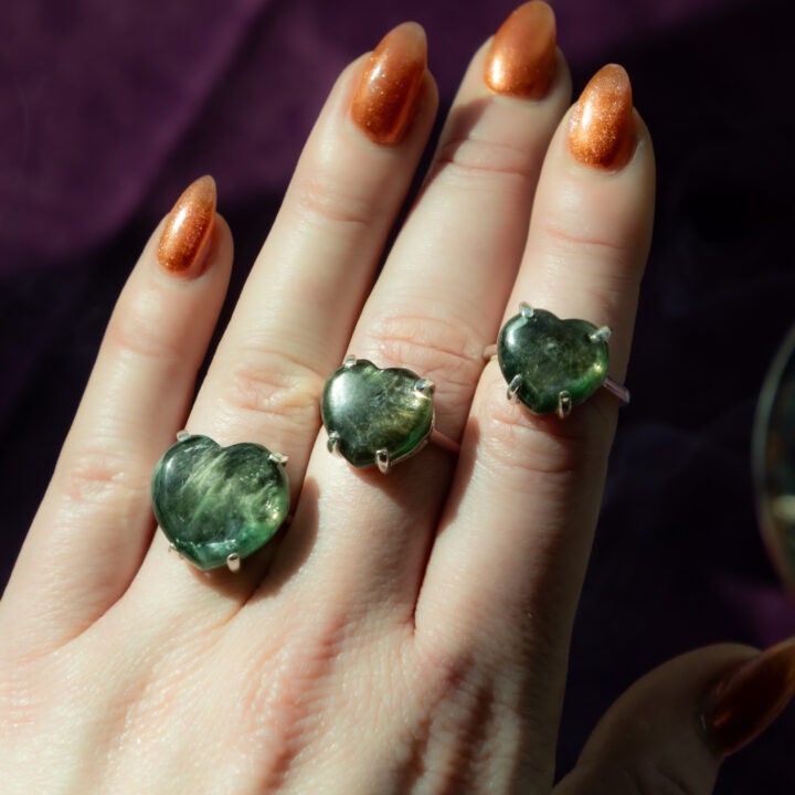 Green Lepidolite Heart Ring