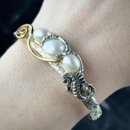 Gemstone Sale: Pearls & Aquamarine Seahorse Cuff