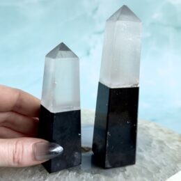Misfit Minerals: Selenite & Black Tourmaline Obelisk