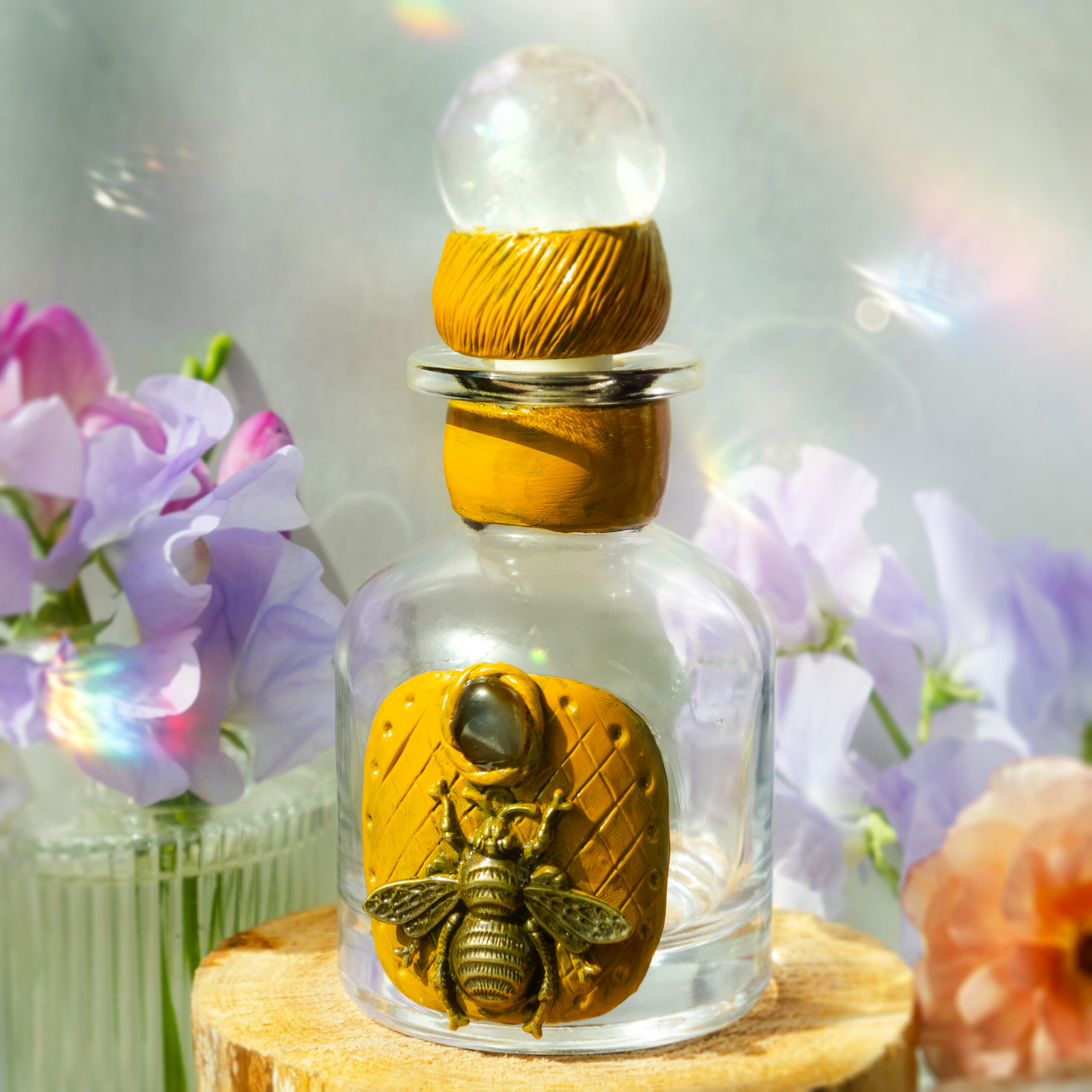 Image of Clear Quartz & Agate Bee Apothecary Bottle