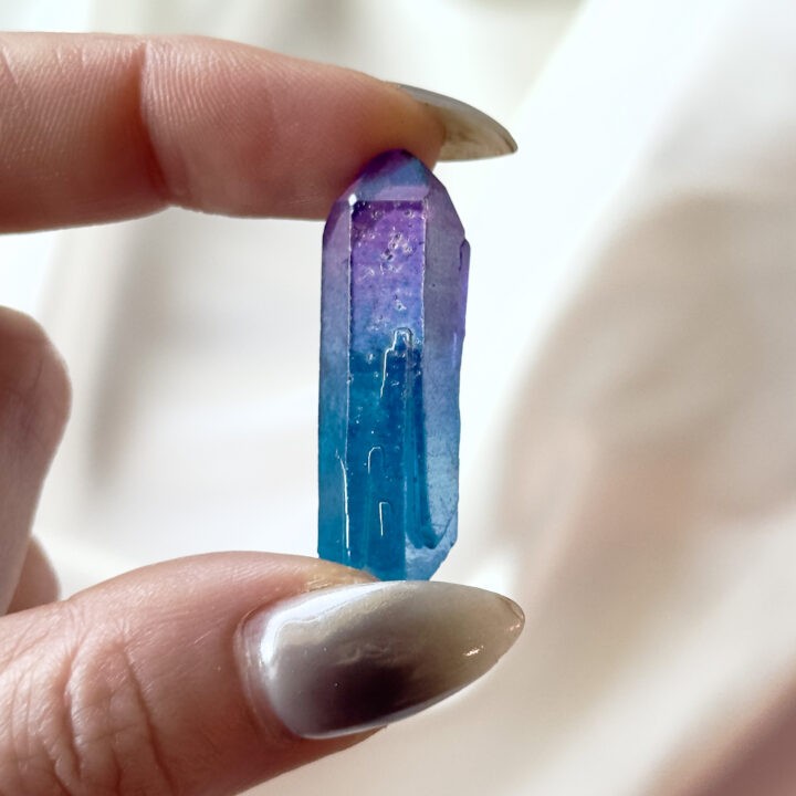 Blue & Purple Aura Quartz Point