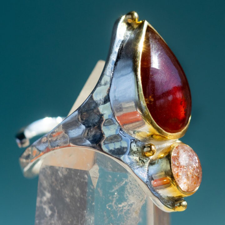 Sacral Chakra Hessonite Garnet & Sunstone Ring