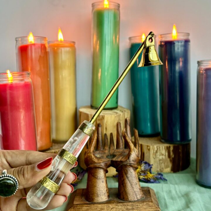 Clear Quartz & Brass Candle Snuffer