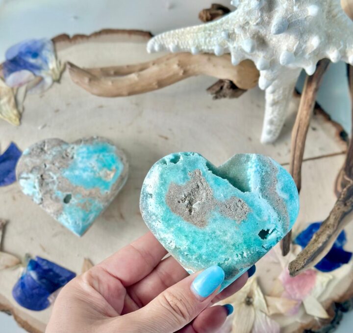 Druzy Blue Hemimorphite Heart