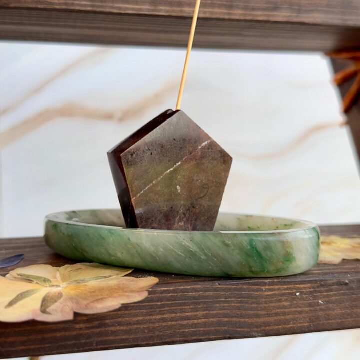 Green Aventurine & Hessonite Garnet Incense Stick Holder