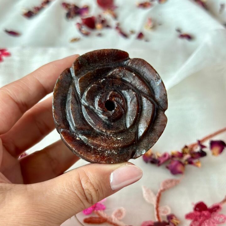 Almandine Garnet Rose Incense Stick Holder