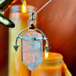 Tibetan Quartz, Emerald & Ruby Pendant