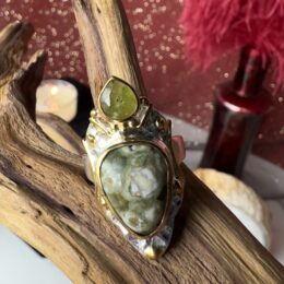 Rainforest Jasper & Peridot Ring