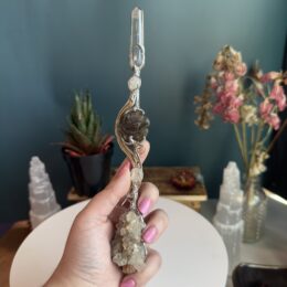 Tangerine Quartz, Rainbow Moonstone, Labradorite & White Aragonite Wand